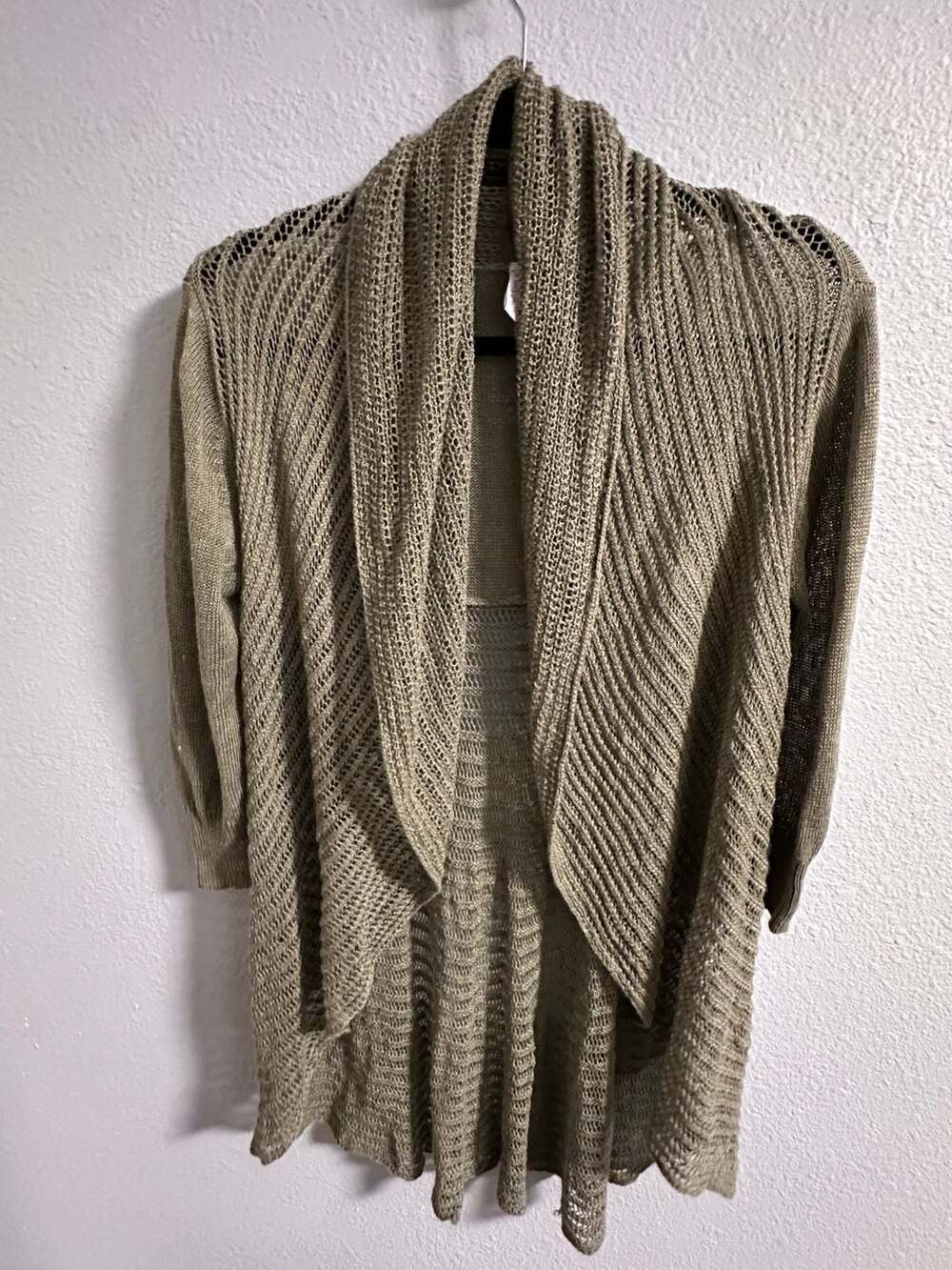 Relativity Olive Green Open Knit Cardigan Sweater Size S